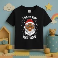 I Do It For The Hos Christmas African American Santa Black Toddler T-Shirt thumb 3