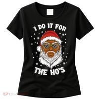 I Do It For The Hos Christmas African American Santa Black Women's T-Shirt thumb 0