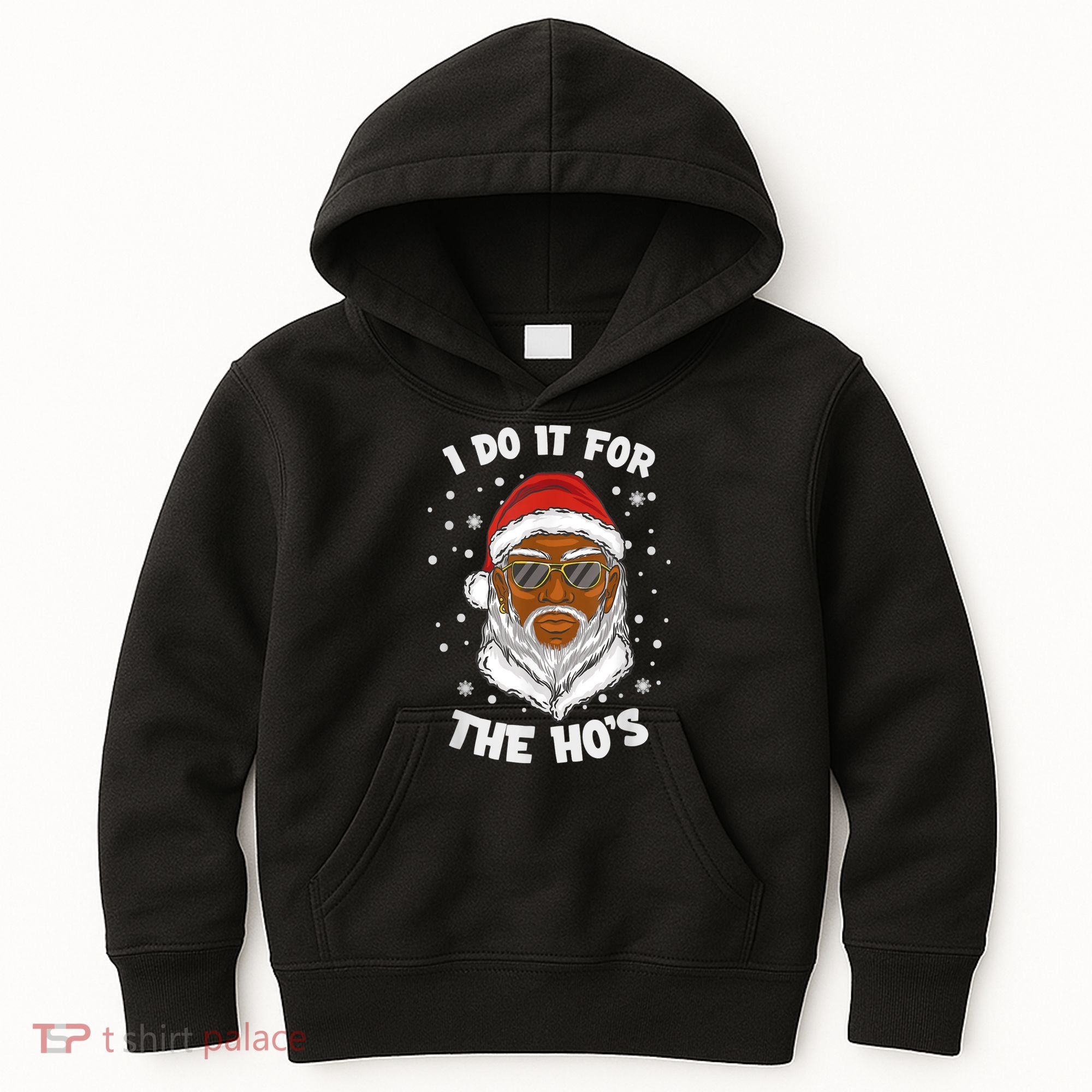 I Do It For The Hos Christmas African American Santa Black Kids Hoodie