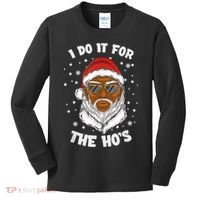 I Do It For The Hos Christmas African American Santa Black Kids Long Sleeve Shirt thumb 0