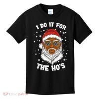 I Do It For The Hos Christmas African American Santa Black Kids T-Shirt thumb 0