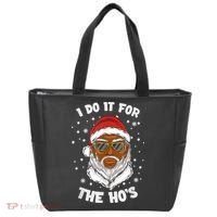I Do It For The Hos Christmas African American Santa Black Tote Bag thumb 0