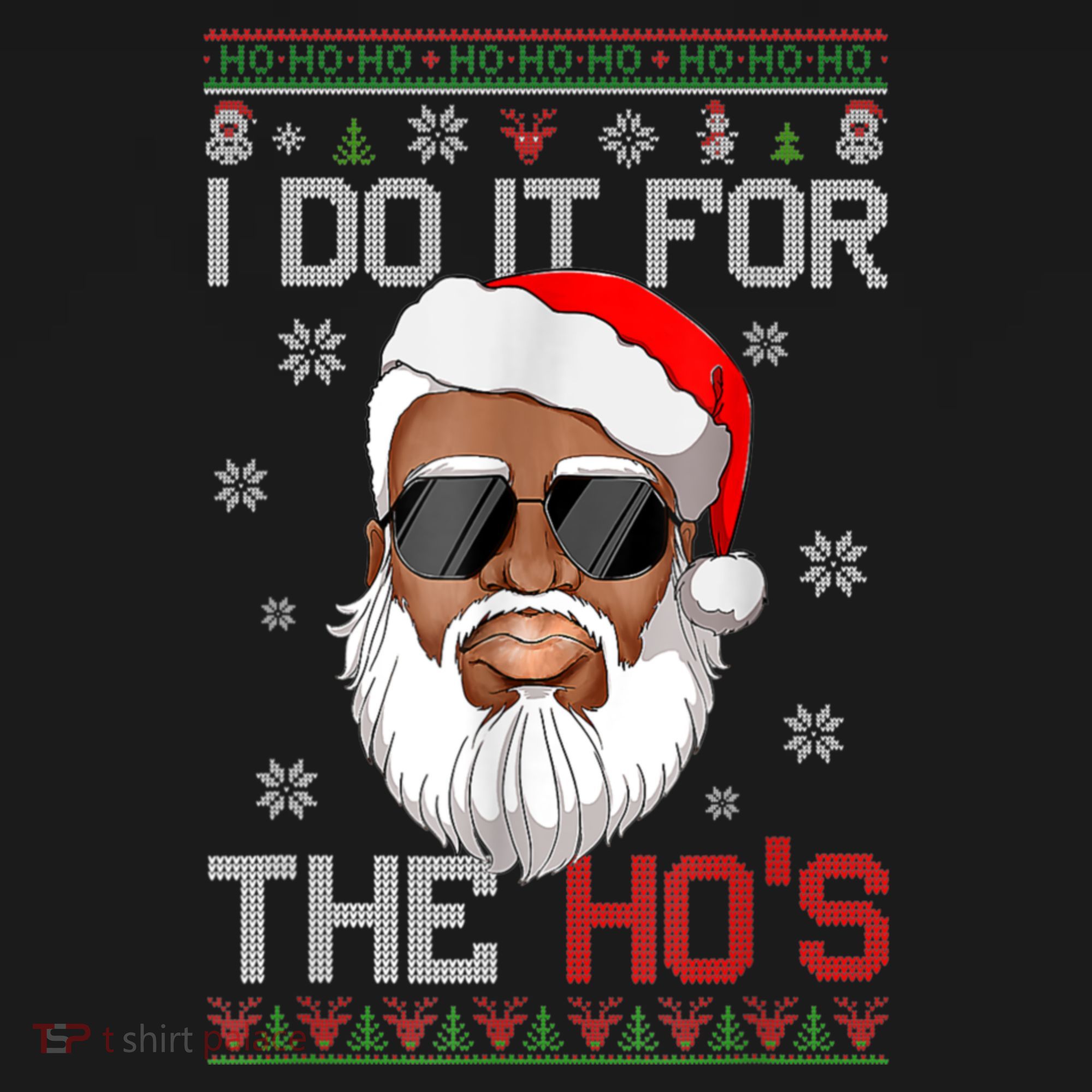 I Do It For The Hos Christmas African American Santa Black Backpack