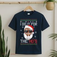 I Do It For The Hos Christmas African American Santa Black T-Shirt thumb 2