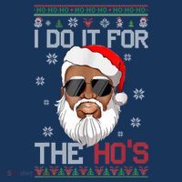 I Do It For The Hos Christmas African American Santa Black Women's Hoodie thumb 2