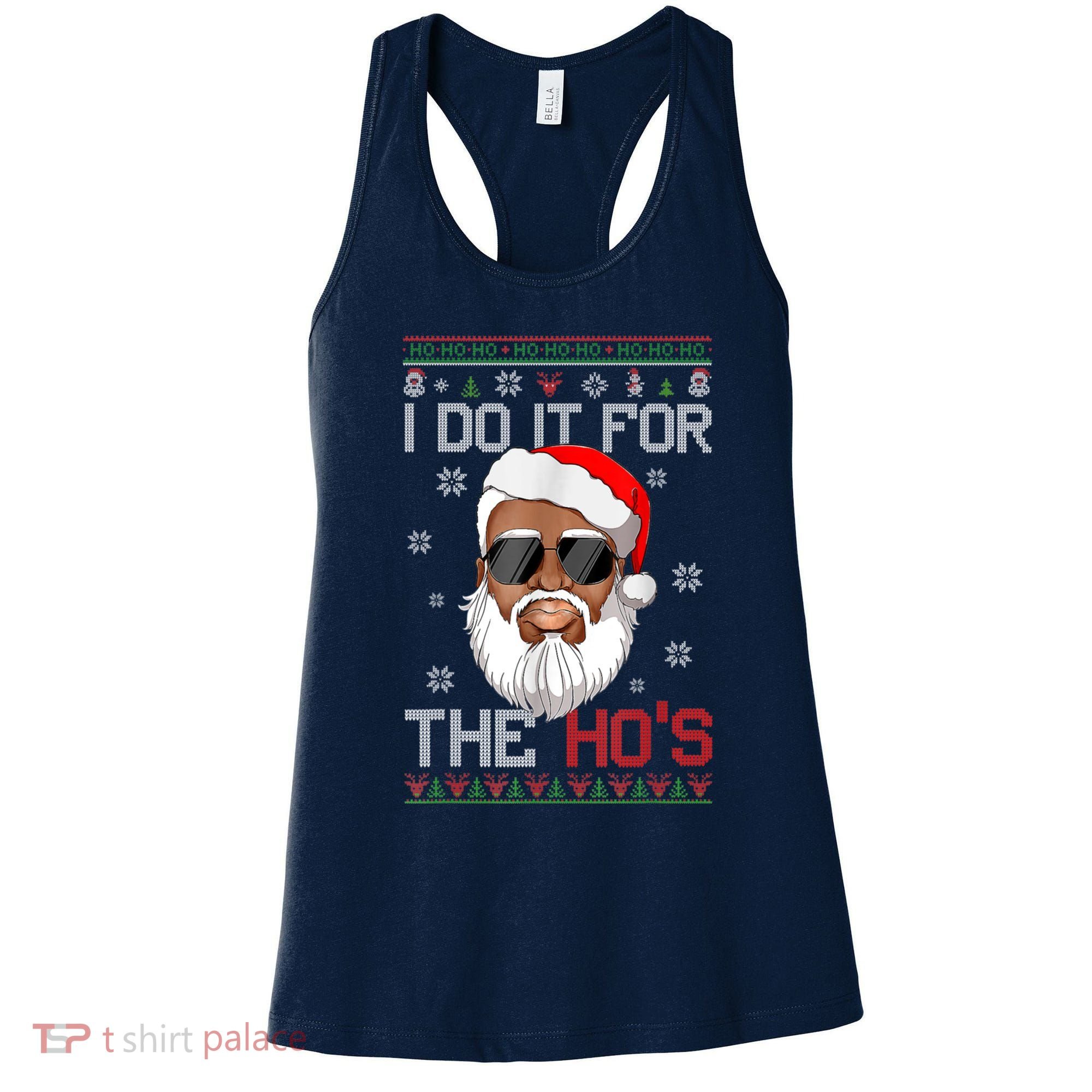 I Do It For The Hos Christmas African American Santa Black Women's Tank Top