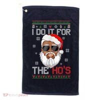 I Do It For The Hos Christmas African American Santa Black Golf Towel thumb 0