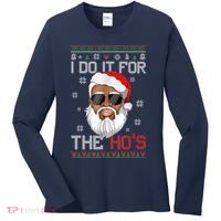 I Do It For The Hos Christmas African American Santa Black Women's Long Sleeve Shirt thumb 0