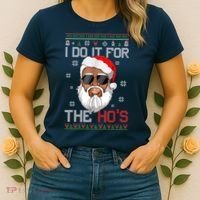 I Do It For The Hos Christmas African American Santa Black Women's T-Shirt thumb 2