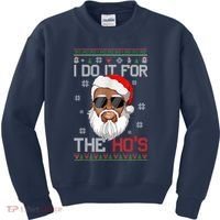 I Do It For The Hos Christmas African American Santa Black Kids Sweatshirt thumb 0