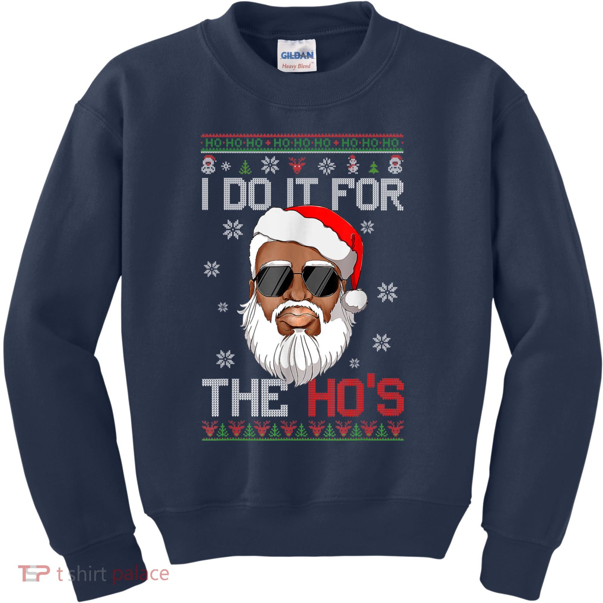 I Do It For The Hos Christmas African American Santa Black Kids Sweatshirt
