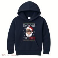 I Do It For The Hos Christmas African American Santa Black Kids Hoodie thumb 0