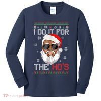 I Do It For The Hos Christmas African American Santa Black Kids Long Sleeve Shirt thumb 0