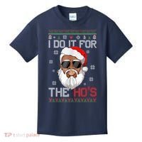 I Do It For The Hos Christmas African American Santa Black Kids T-Shirt thumb 0