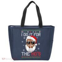 I Do It For The Hos Christmas African American Santa Black Tote Bag thumb 0
