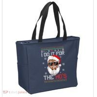 I Do It For The Hos Christmas African American Santa Black Tote Bag thumb 2