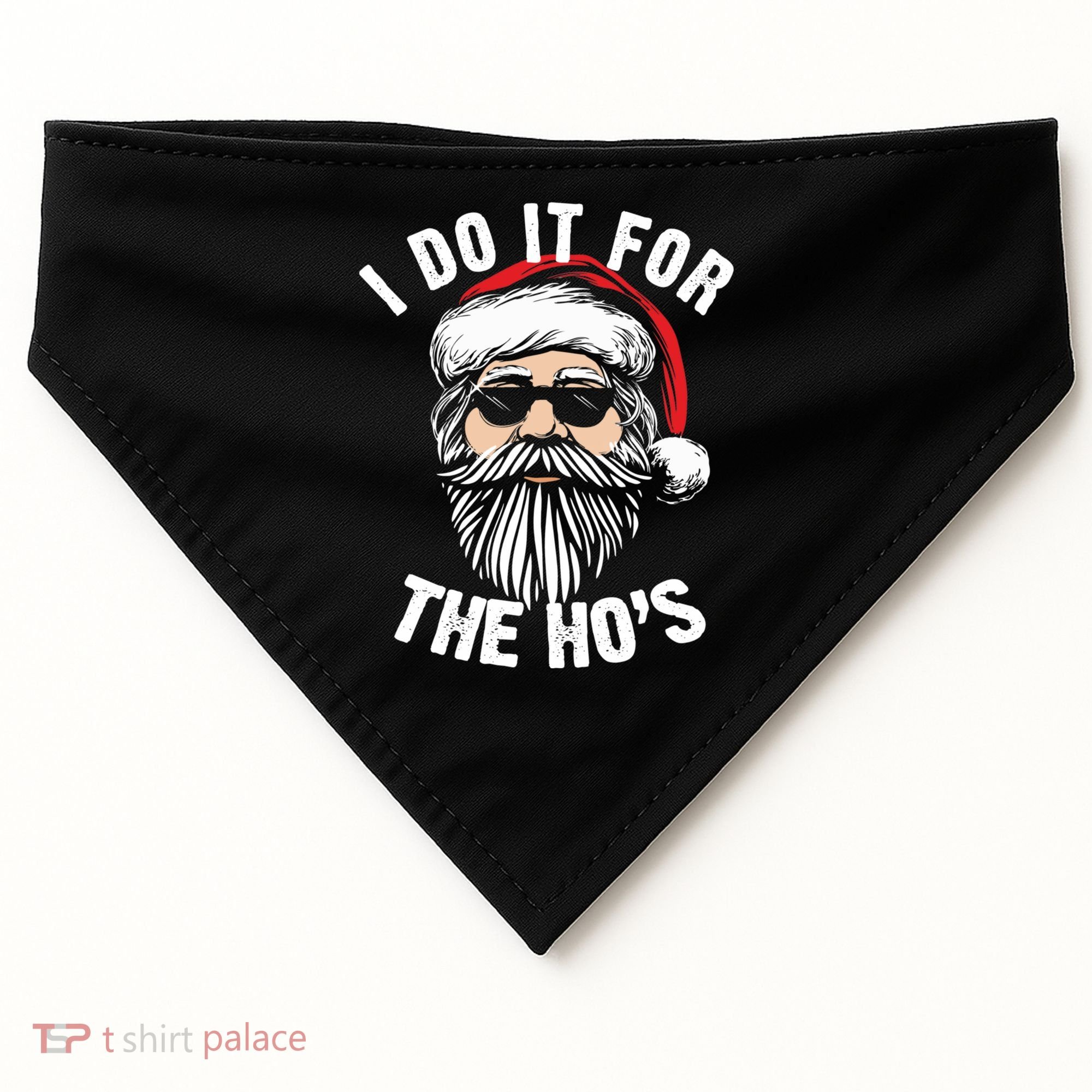 I Do It For The Hos Christmas African American Santa Black USA-Made Doggie Bandana
