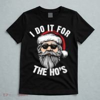 I Do It For The Hos Christmas African American Santa Black T-Shirt thumb 5