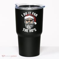 I Do It For The Hos Christmas African American Santa Black Tumbler thumb 0