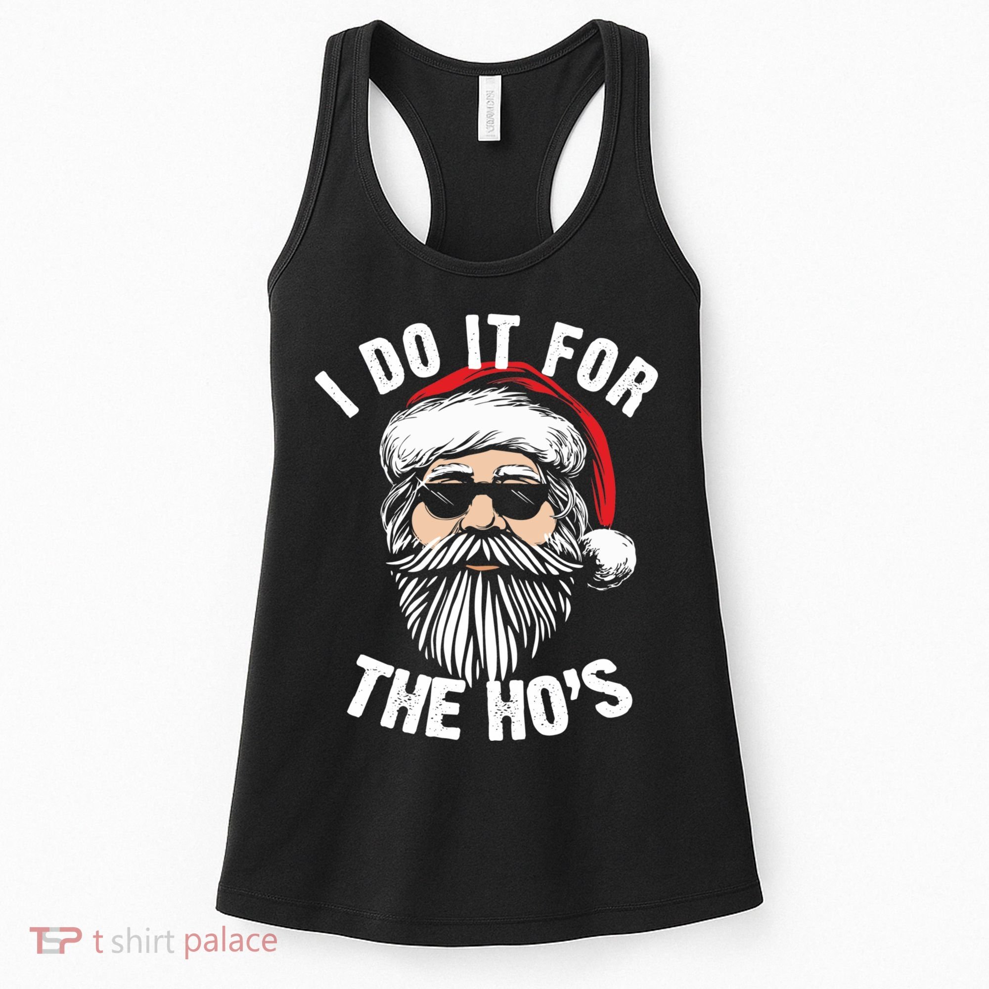 I Do It For The Hos Christmas African American Santa Black Women's Tank Top