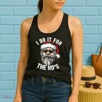 I Do It For The Hos Christmas African American Santa Black Women's Tank Top thumb 2