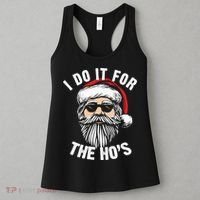I Do It For The Hos Christmas African American Santa Black Women's Tank Top thumb 3