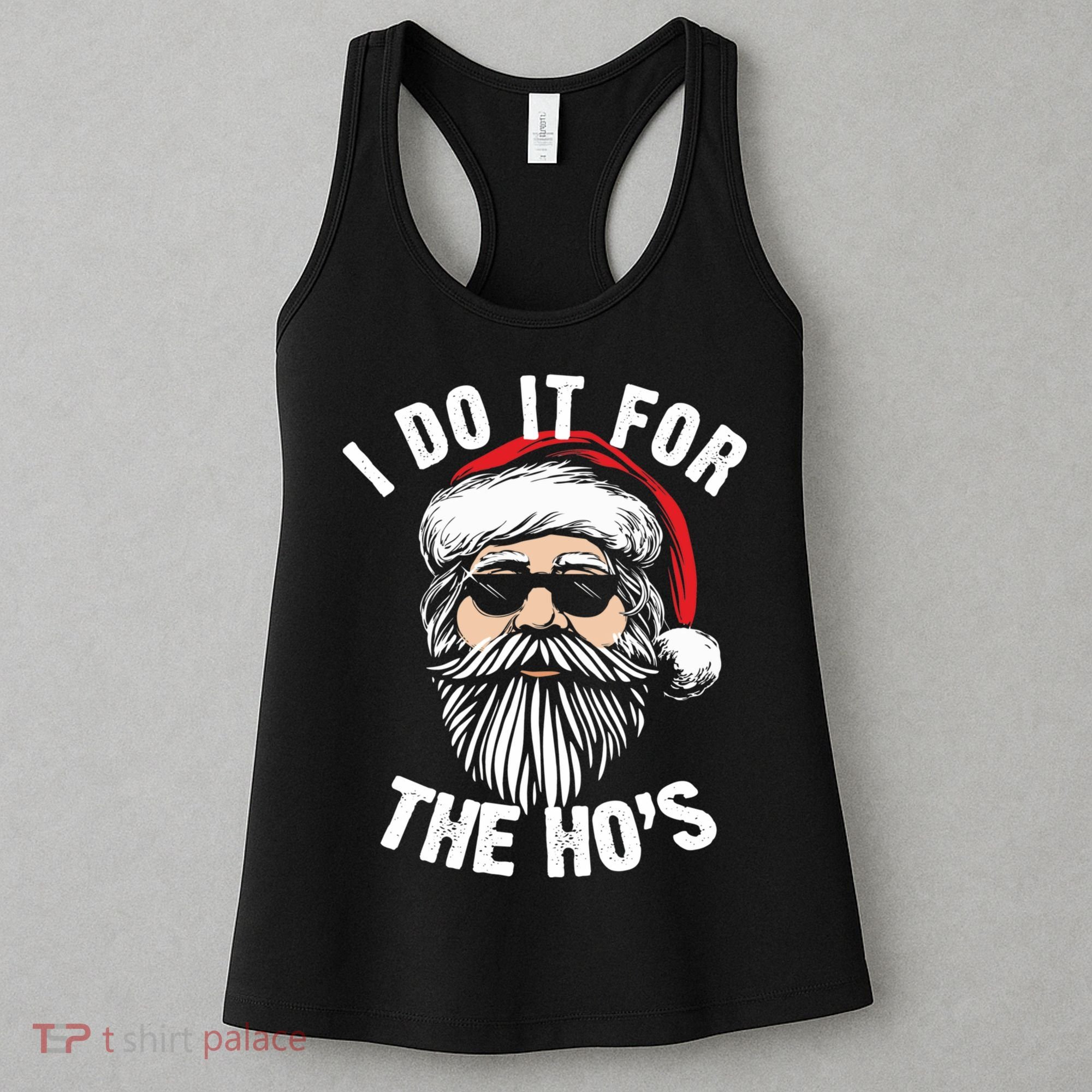 I Do It For The Hos Christmas African American Santa Black Women's Tank Top