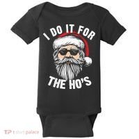 I Do It For The Hos Christmas African American Santa Black Baby Bodysuit thumb 0