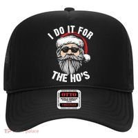 I Do It For The Hos Christmas African American Santa Black Hat thumb 0