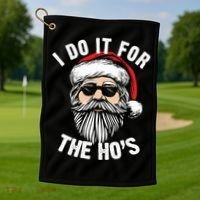 I Do It For The Hos Christmas African American Santa Black Golf Towel thumb 1