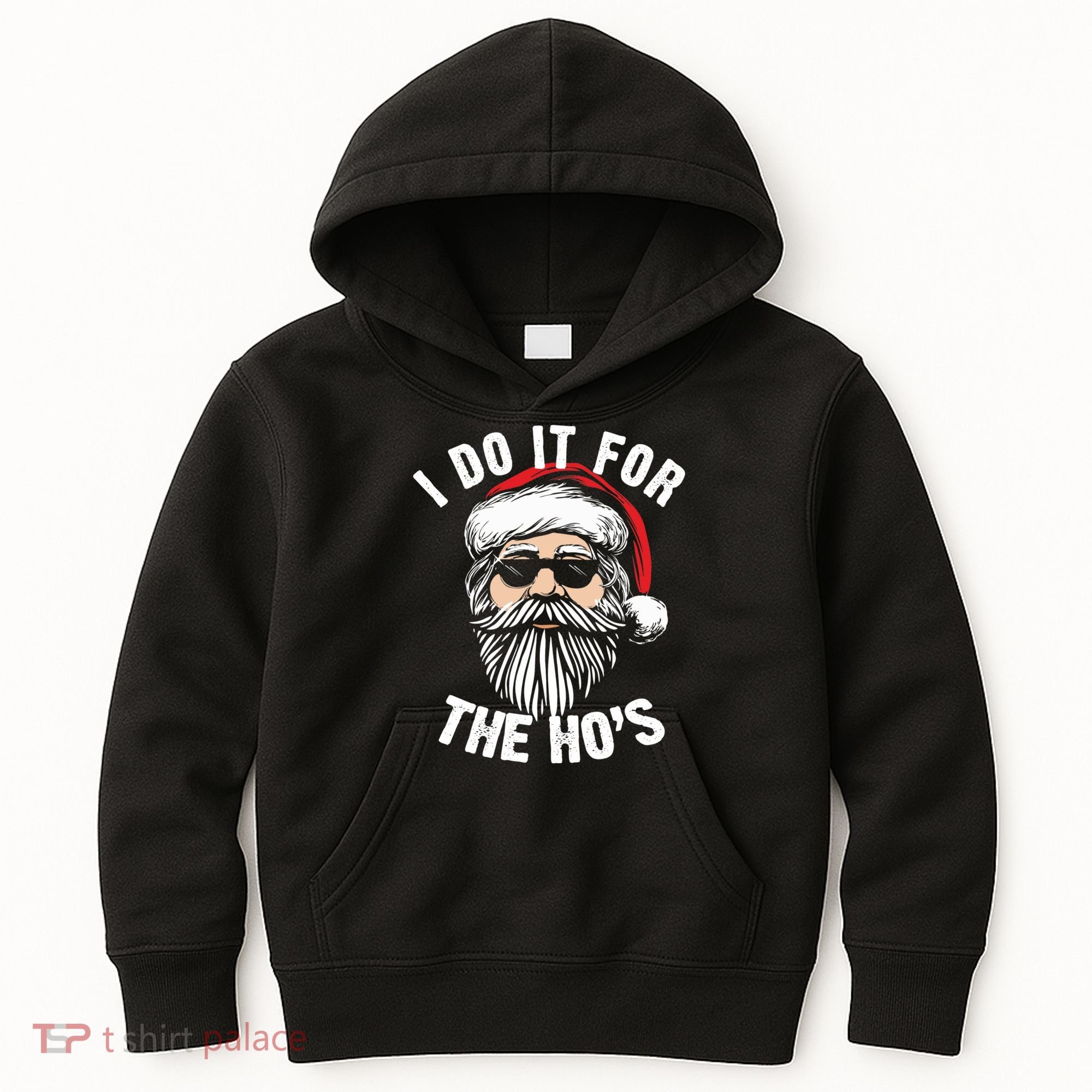 I Do It For The Hos Christmas African American Santa Black Kids Hoodie