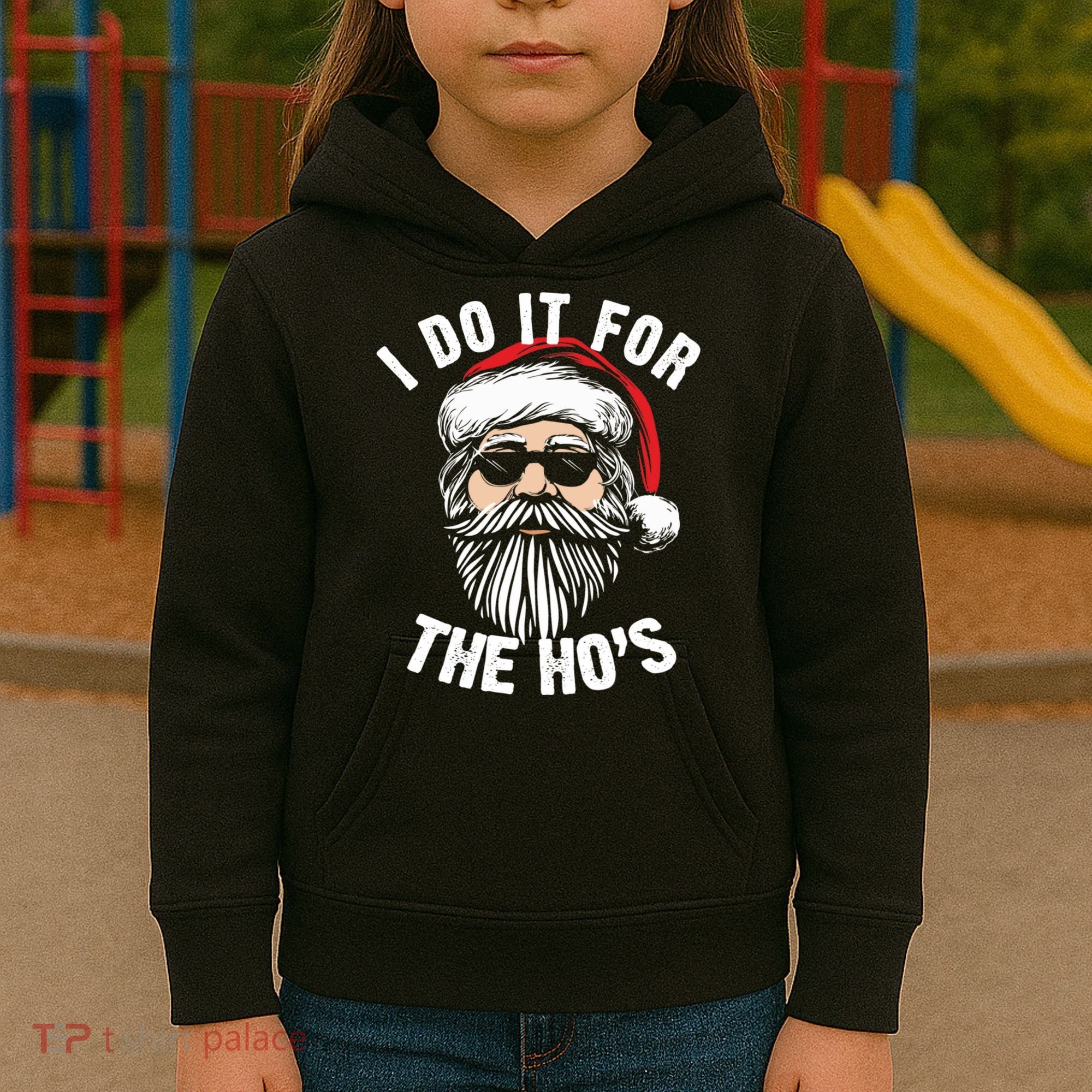 I Do It For The Hos Christmas African American Santa Black Kids Hoodie