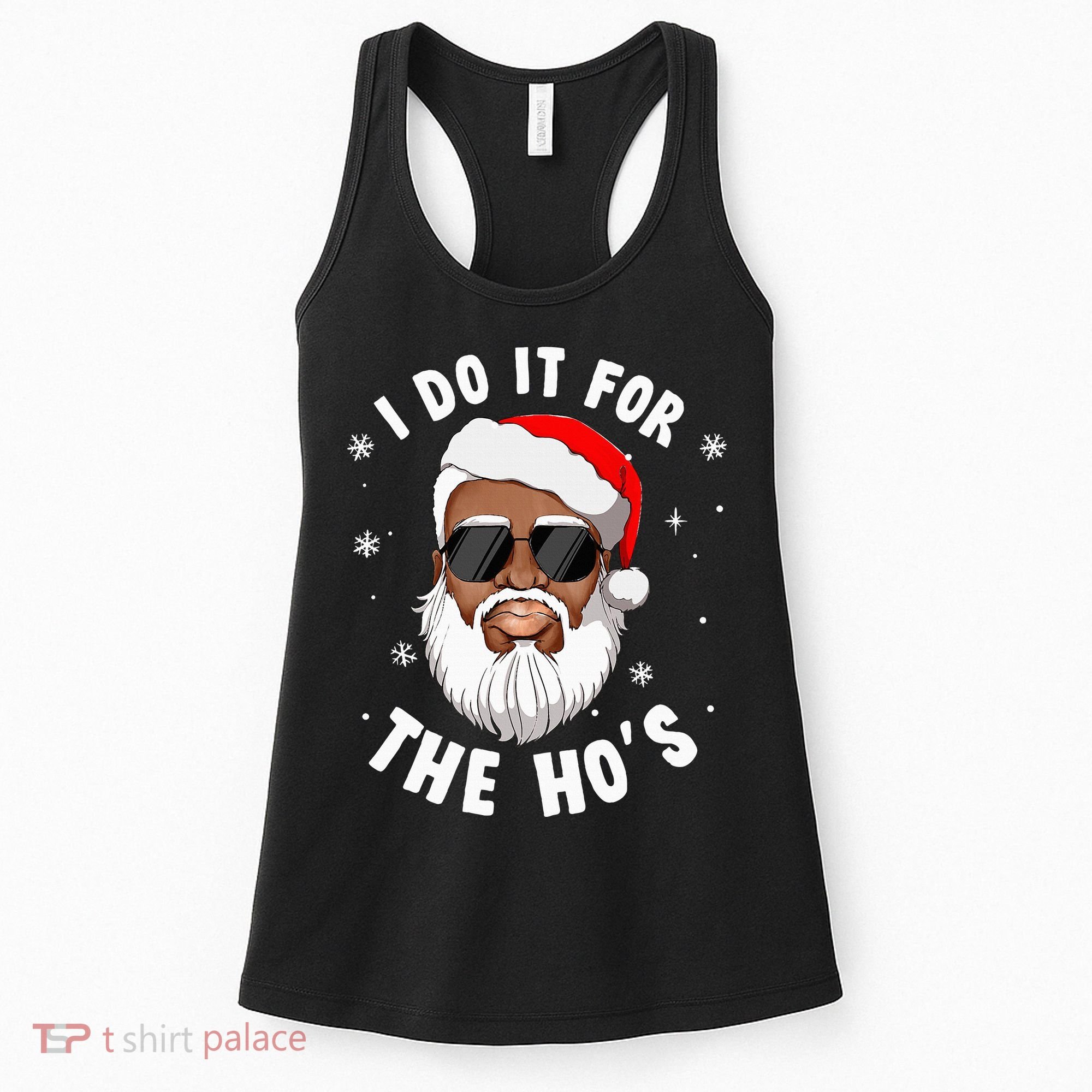 I Do It For The Hos Christmas African American Santa Black Women's Tank Top