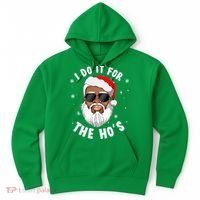 I Do It For The Hos Christmas African American Santa Black Hoodie thumb 0