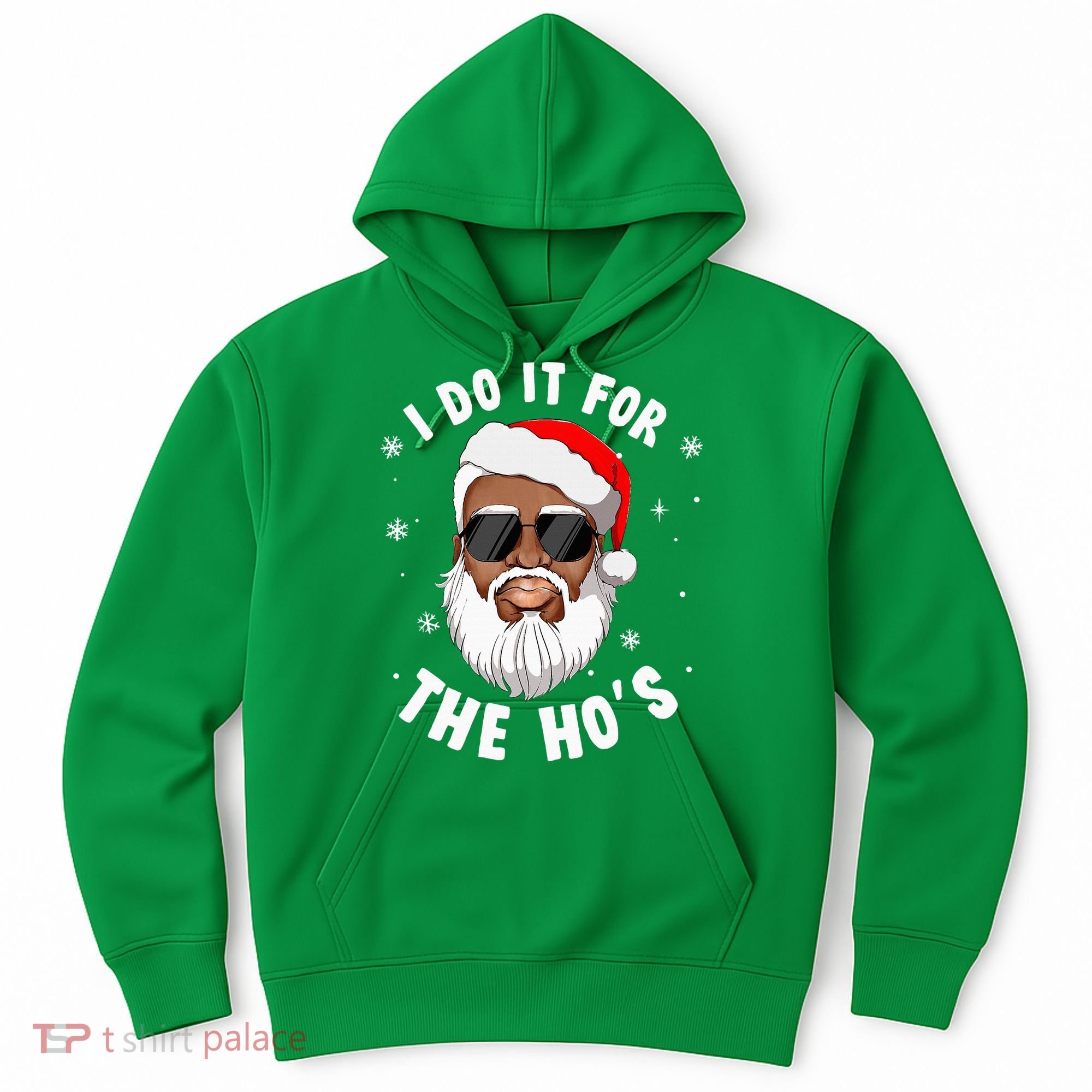 I Do It For The Hos Christmas African American Santa Black Hoodie