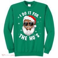 I Do It For The Hos Christmas African American Santa Black Sweatshirt thumb 0