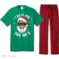 I Do It For The Hos Christmas African American Santa Black Pajama Set thumb 0