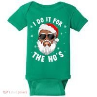 I Do It For The Hos Christmas African American Santa Black Baby Bodysuit thumb 0