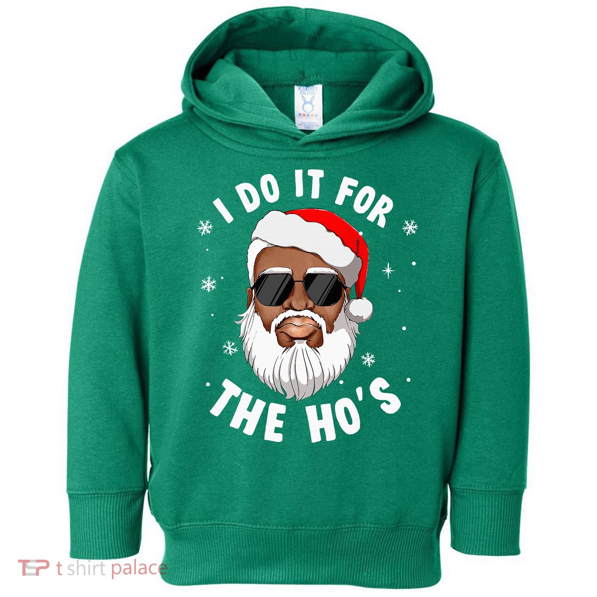 I Do It For The Hos Christmas African American Santa Black Toddler Hoodie