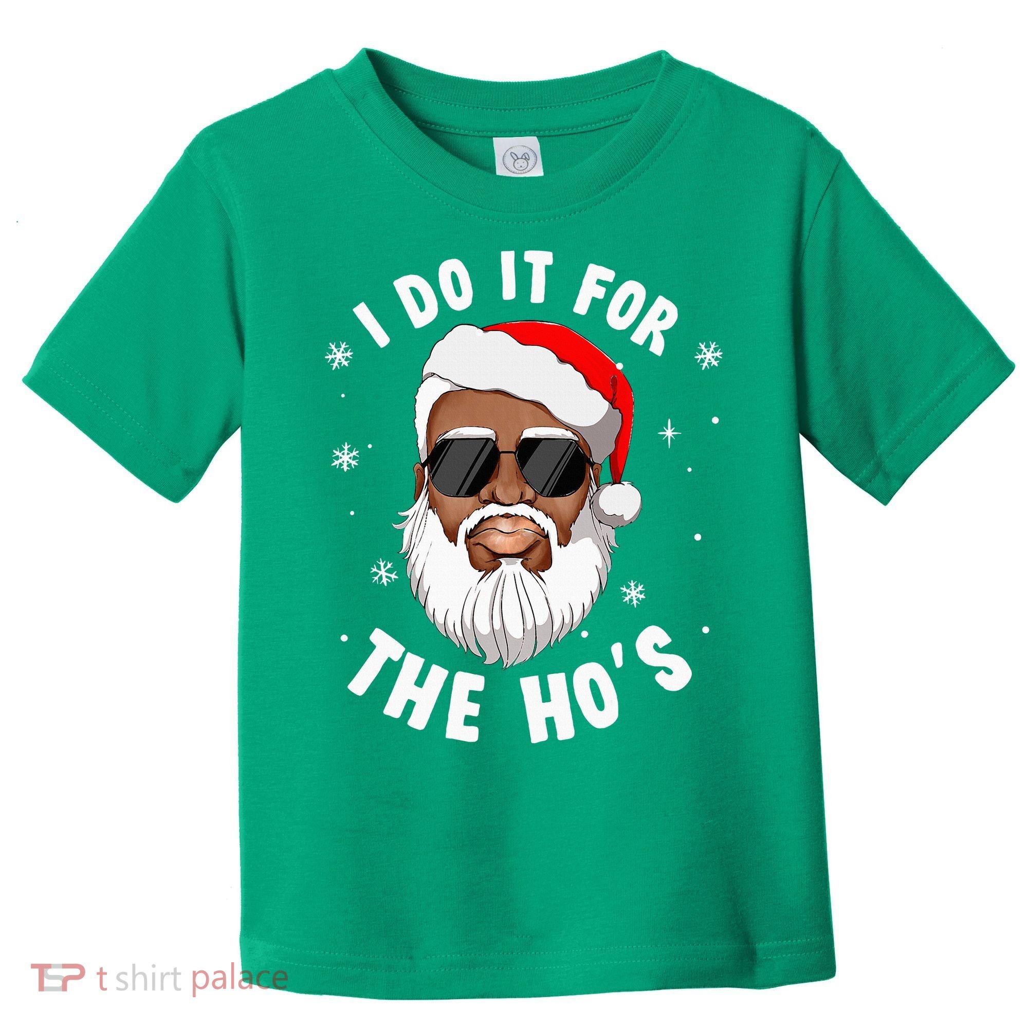 I Do It For The Hos Christmas African American Santa Black Toddler T-Shirt