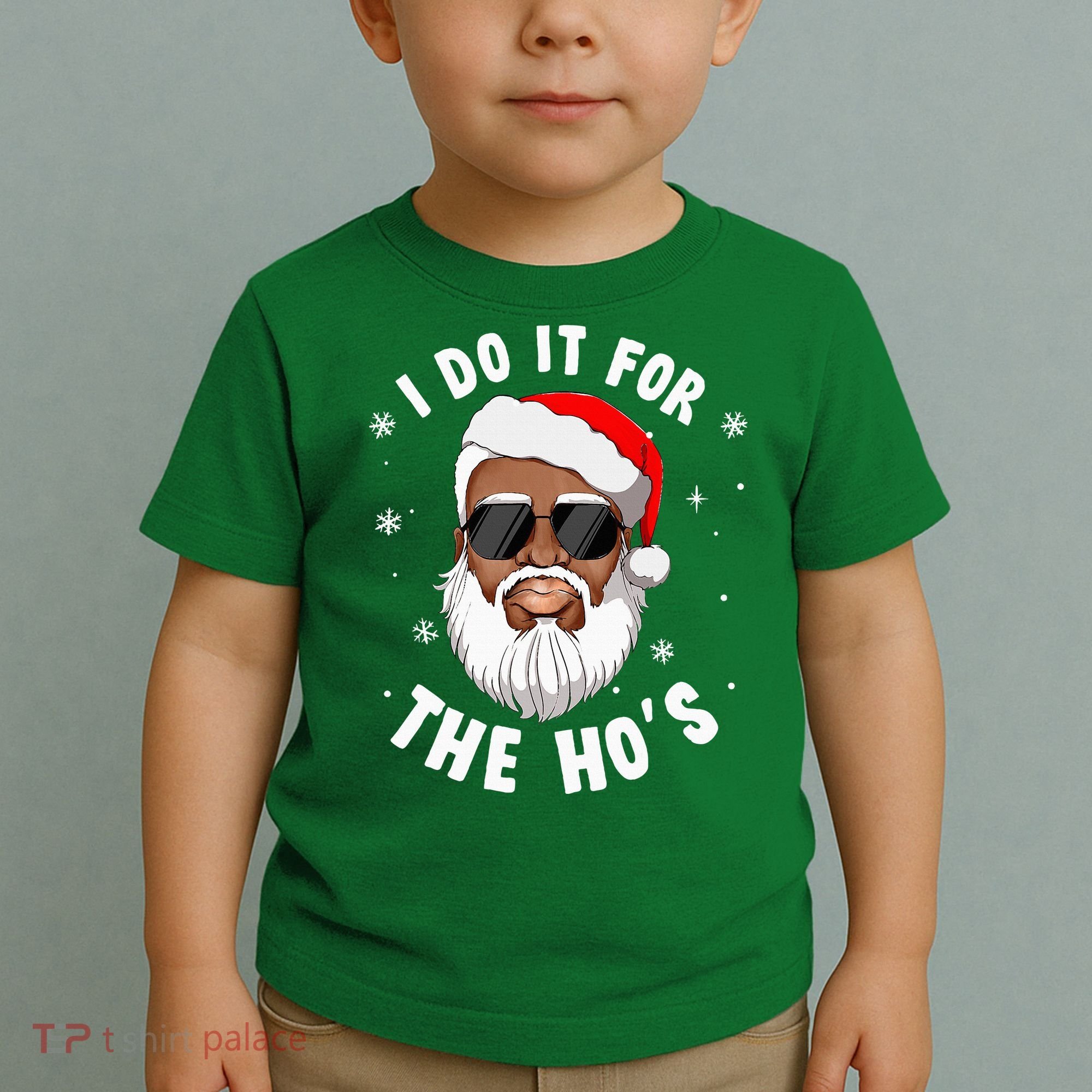 I Do It For The Hos Christmas African American Santa Black Toddler T-Shirt