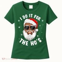 I Do It For The Hos Christmas African American Santa Black Women's T-Shirt thumb 0