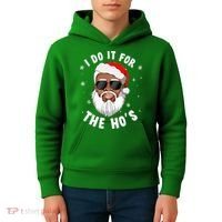 I Do It For The Hos Christmas African American Santa Black Kids Hoodie thumb 4