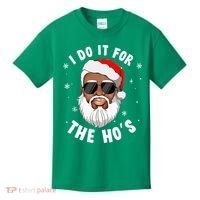 I Do It For The Hos Christmas African American Santa Black Kids T-Shirt thumb 0