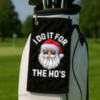 I Do It For The Ho's Funny Inappropriate Christmas Men Santa TShirt Golf Towel thumb 2