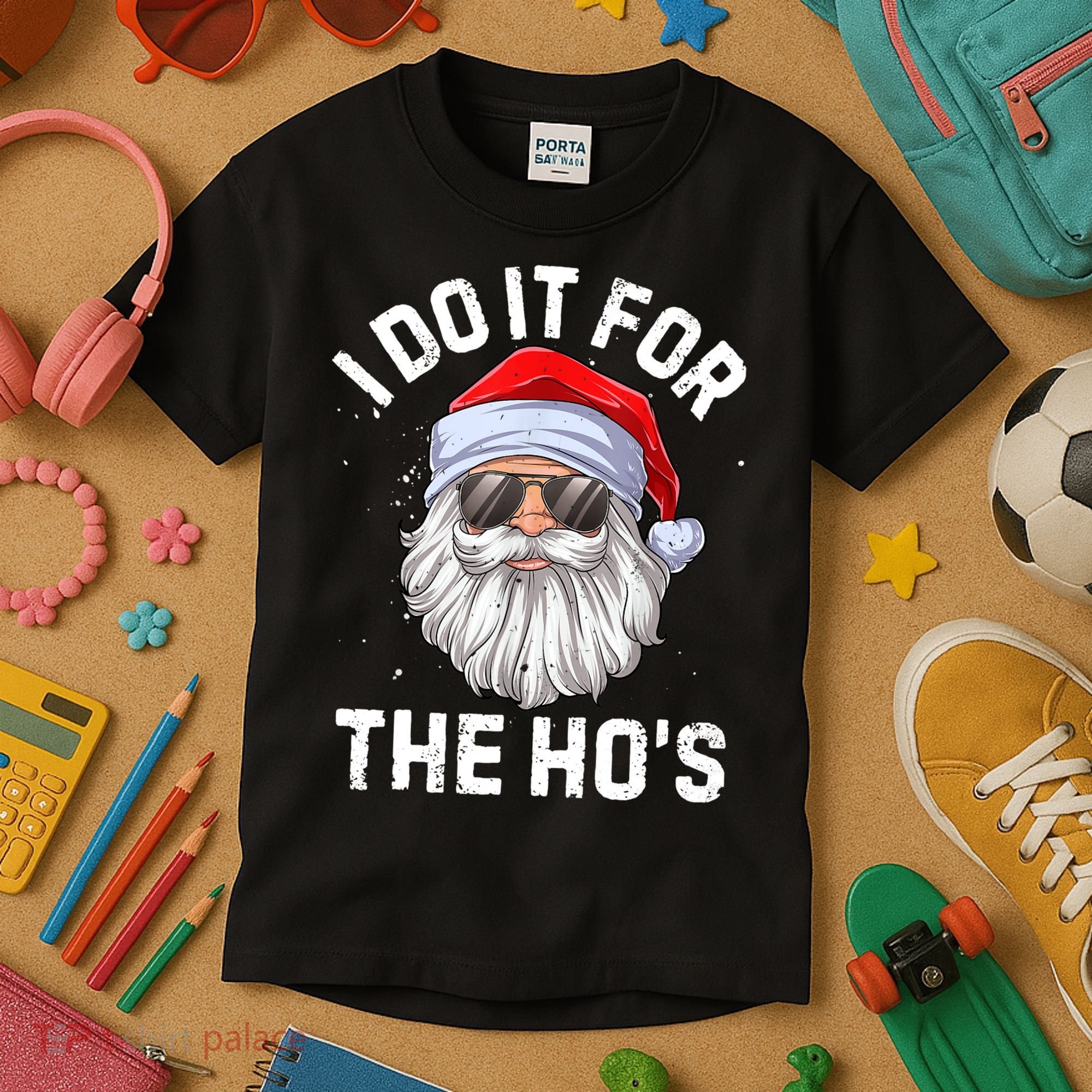 I Do It For The Ho's Funny Inappropriate Christmas Men Santa TShirt Kids T-Shirt