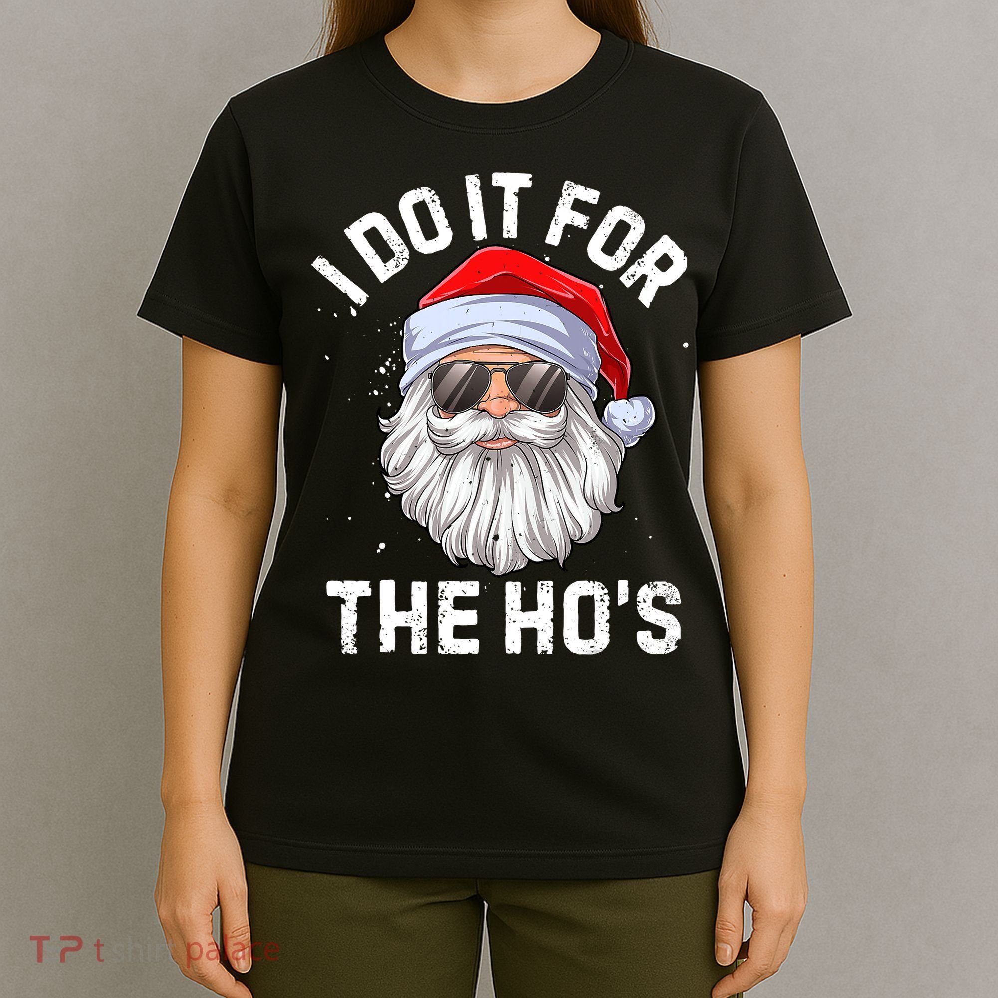 I Do It For The Ho's Funny Inappropriate Christmas Santa T-Shirt
