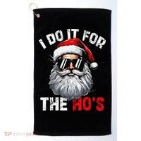 I Do It For The Hos Funny Inappropriate Christmas Santa Face Golf Towel thumb 0