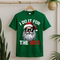 I Do It For The Hos Funny Inappropriate Christmas Santa Face T-Shirt thumb 2