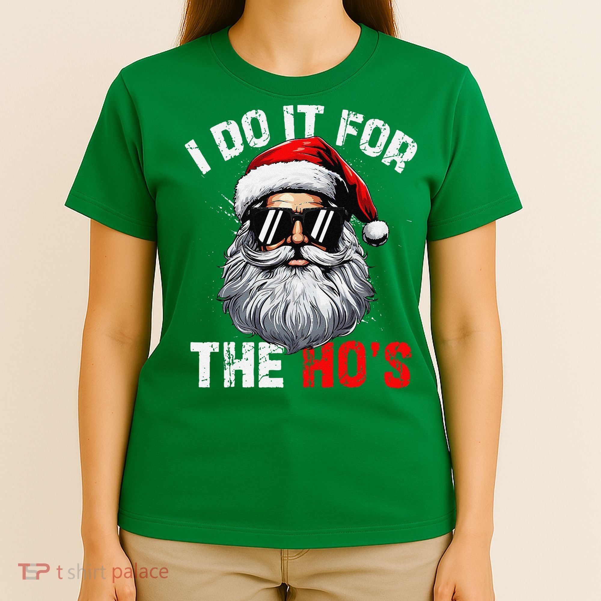I Do It For The Hos Funny Inappropriate Christmas Santa Face T-Shirt